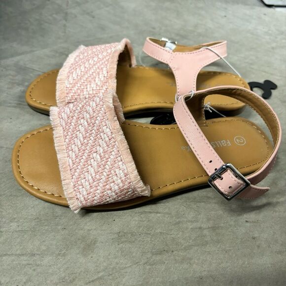 Falls Creek Girls Pink Tweed Sandals Size 2 Ankle Strap Summer Shoes - Picture 1 of 7